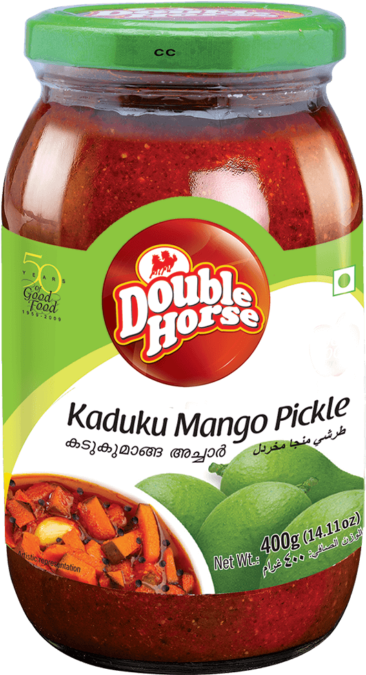 Double Horse Kaduku Mango Pickle Jar PNG image