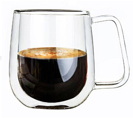 Double Wall Glass Coffee Mug PNG image