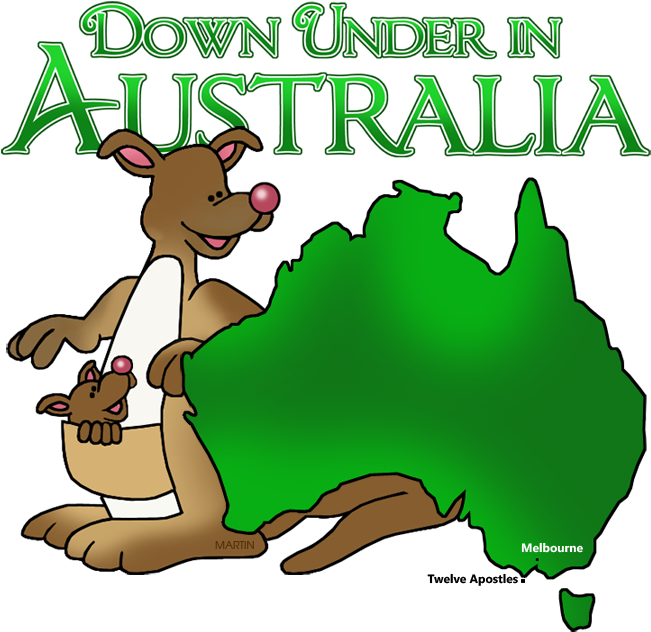 Down Under Australia Kangarooand Map PNG image