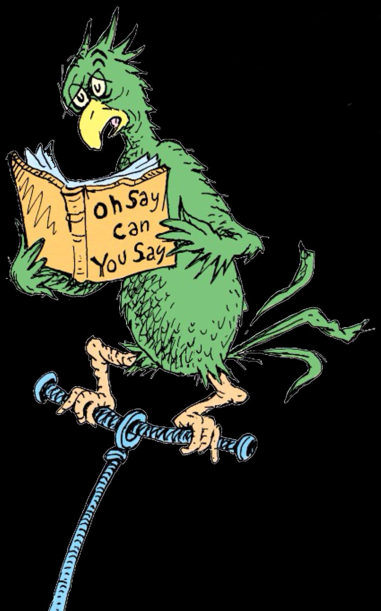 Dr Seuss Bird Reading PNG image