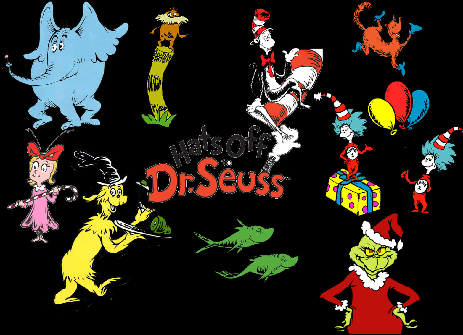 Dr Seuss Character Collage PNG image