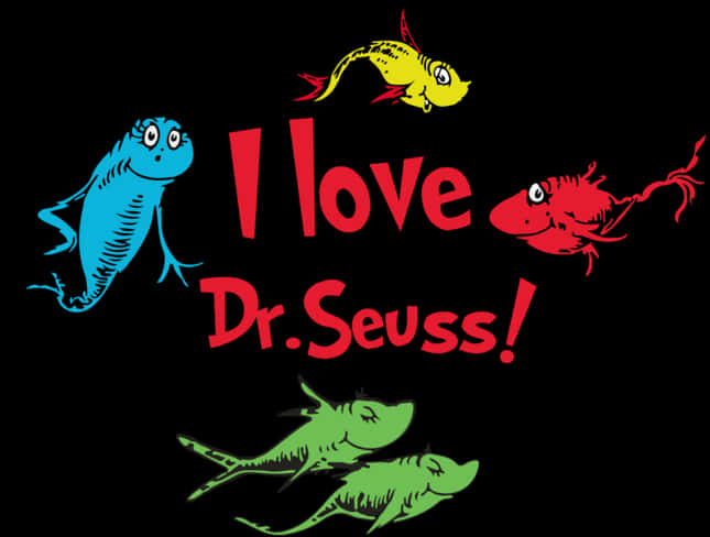 Dr Seuss Love Fish Illustration PNG image