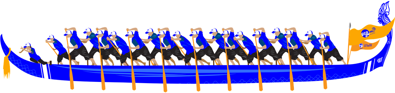 Dragon Boat Team Rowing PNG image