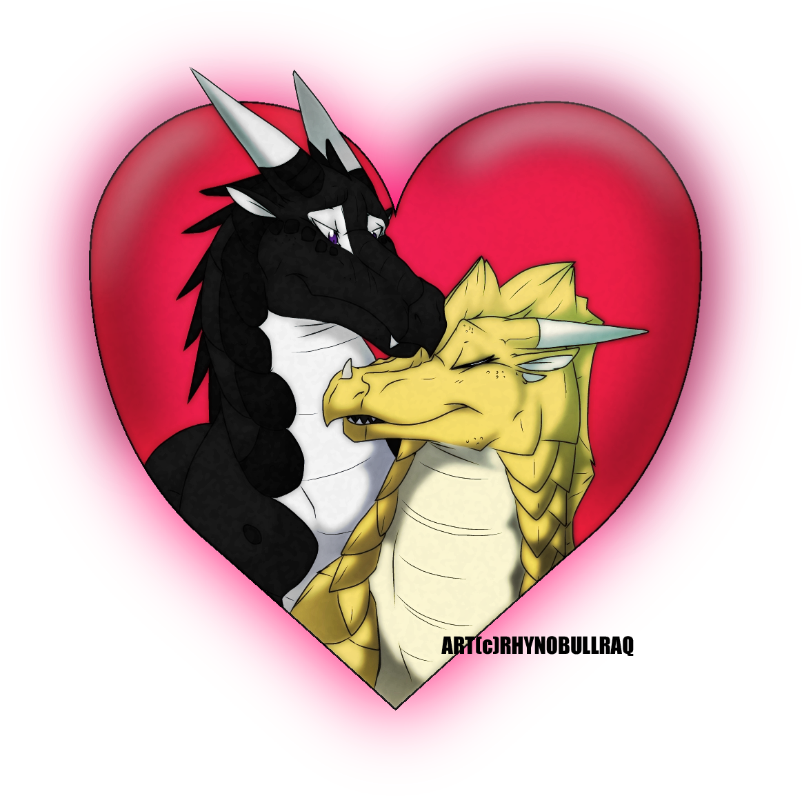 Dragon_ Couple_ Heart_ Frame PNG image