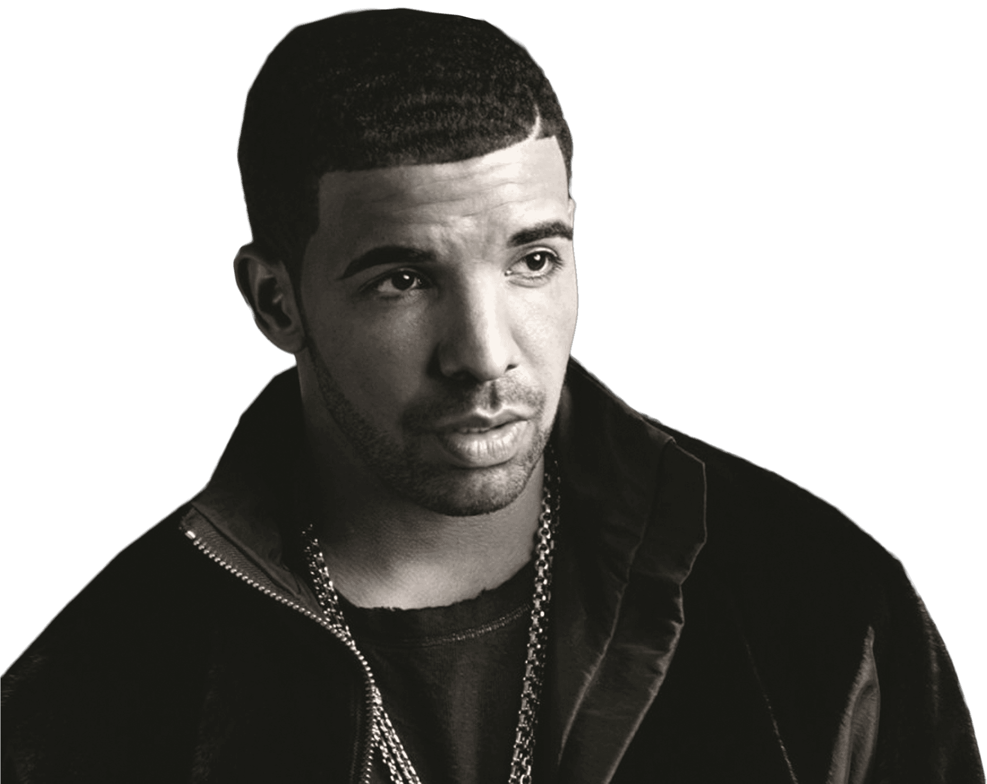 Drake Portrait Blackand White PNG image