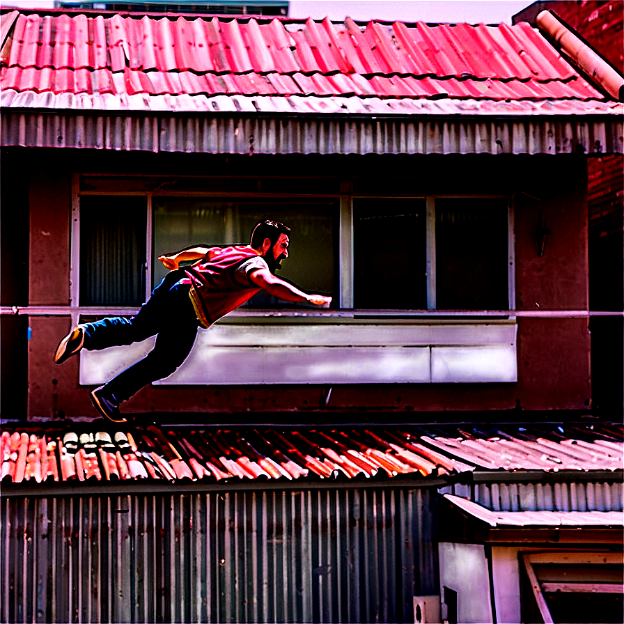 Dramatic Rooftop Chase Png 06112024 PNG image