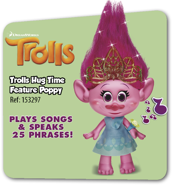 Dream Works Trolls Hug Time Feature Poppy Toy PNG image