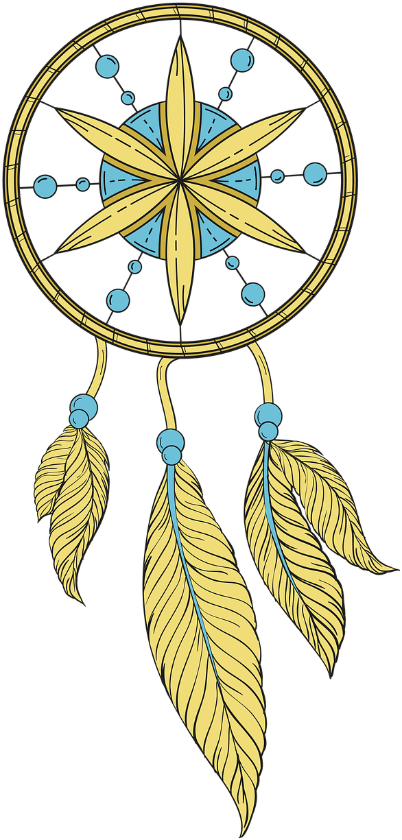 Dreamcatcher Compass Designwith Feathers PNG image