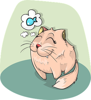 Dreaming Cat Cartoon PNG image