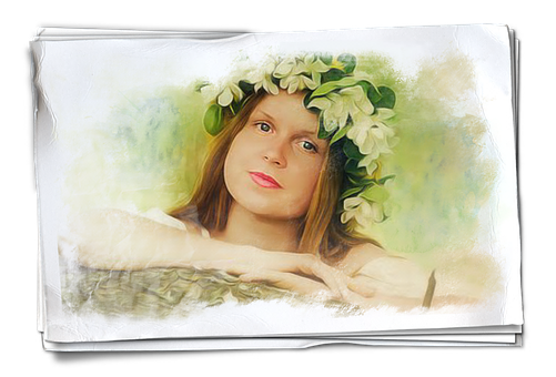 Dreamy Floral Crown Girl PNG image