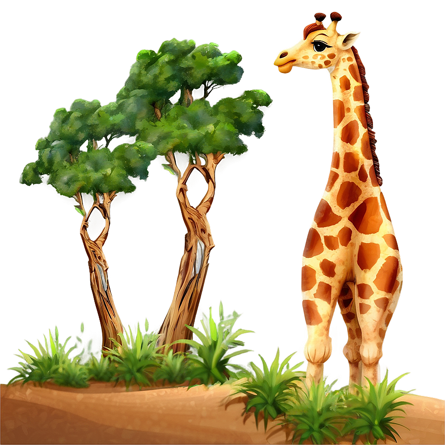 Dreamy Giraffe Landscape Png 74 PNG image