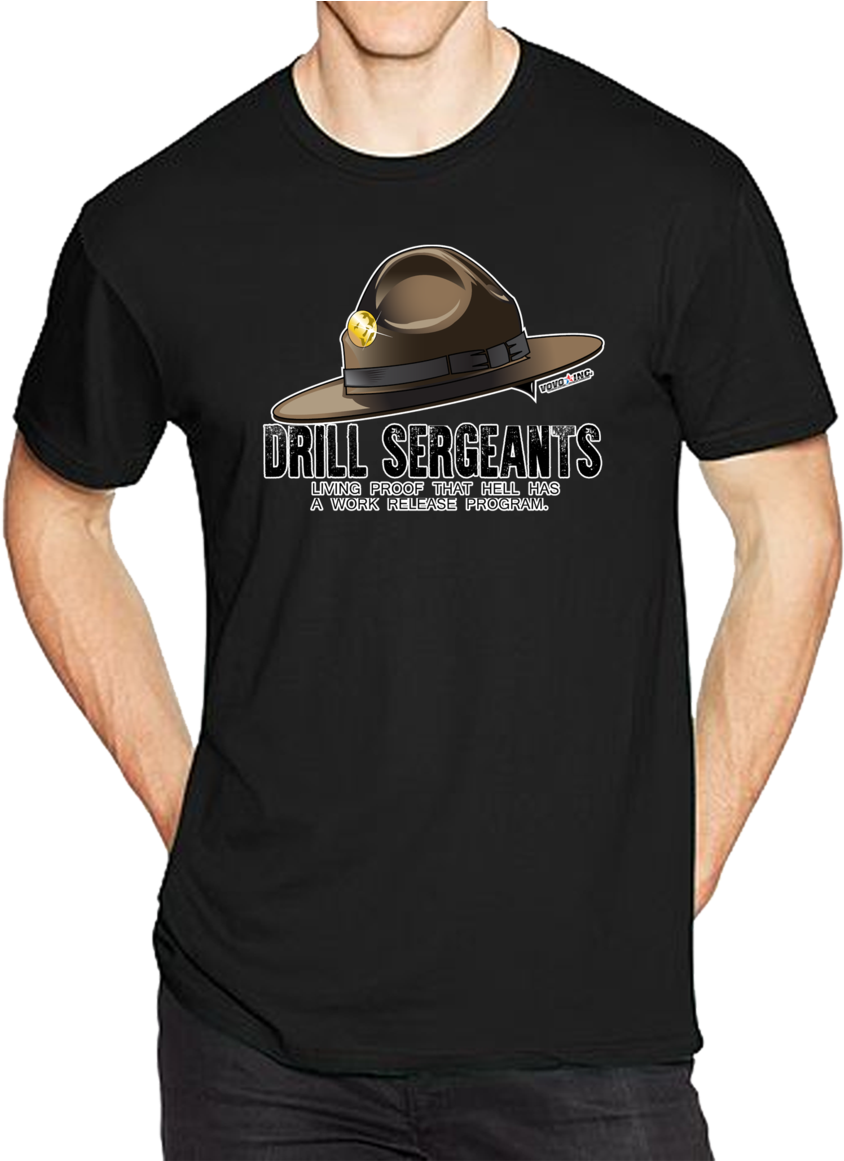 Drill Sergeant Humor Black T Shirt PNG image