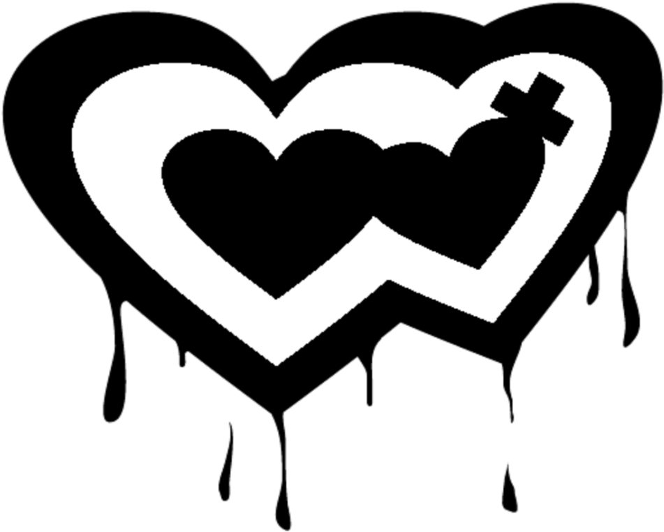 Dripping Blackand White Heart Graphic PNG image