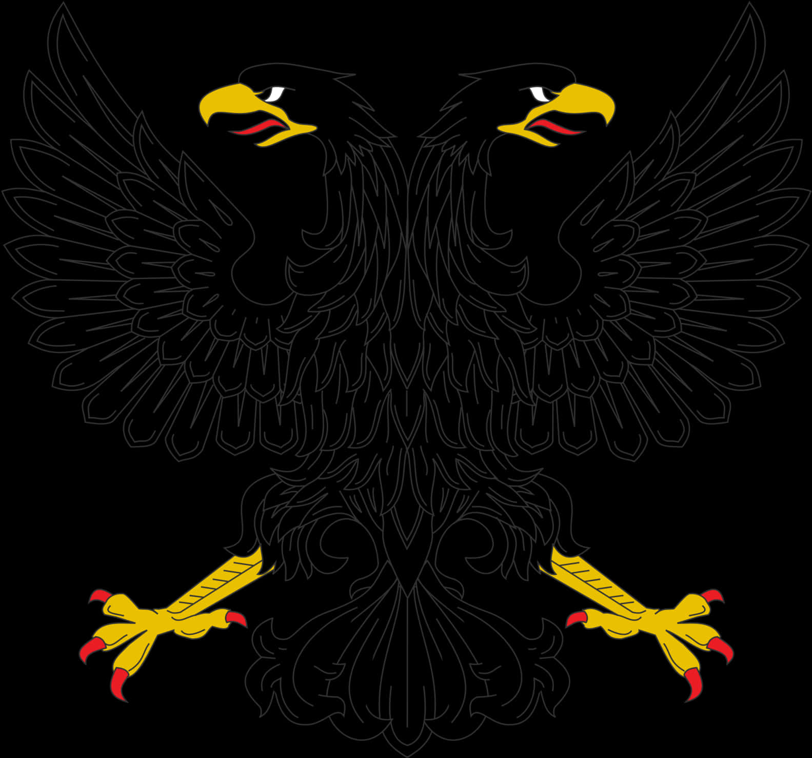 Dual Eagle Emblem Black Background PNG image