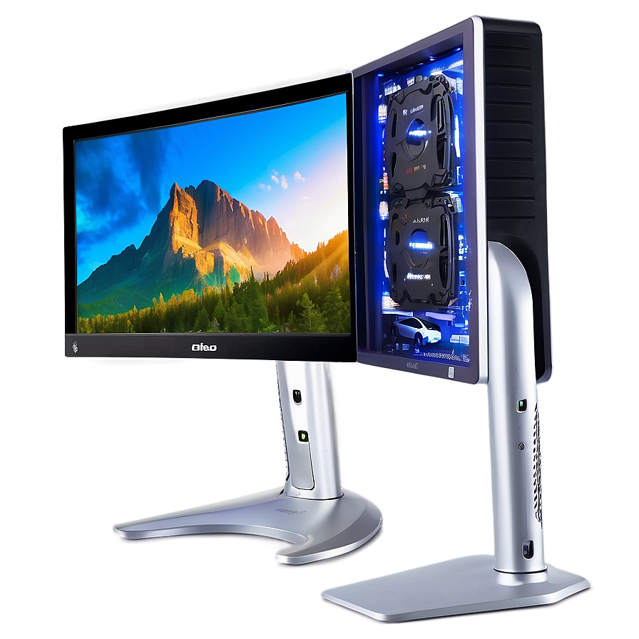 Dual Monitor Pc Setup Png 05062024 PNG image