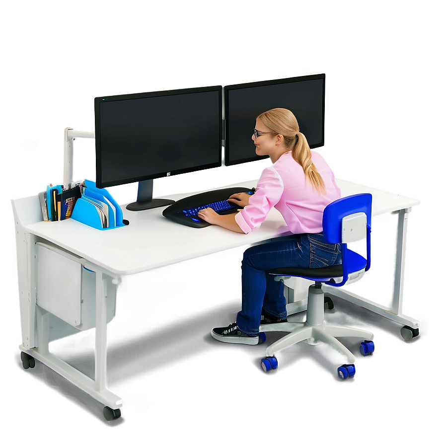 Dual Monitor Student Desk Png Smb PNG image