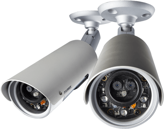 Dual Security Cameras Setup PNG image