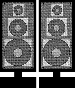 Dual Speaker System Blackand White PNG image