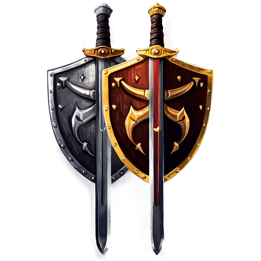 Dual Sword And Shield Artwork Png Qiw12 PNG image