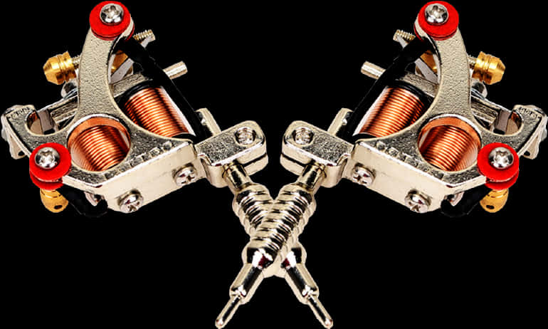 Dual Tattoo Machines Black Background PNG image