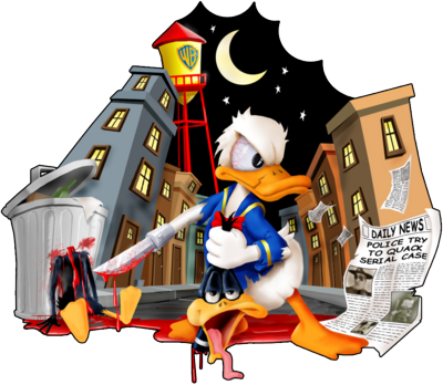 Duck Detective Cartoon Scene PNG image