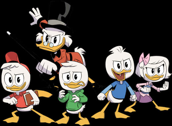 Duck Tales Characters Adventure Pose PNG image