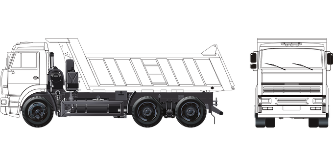 Dump Truck Sideand Front View PNG image