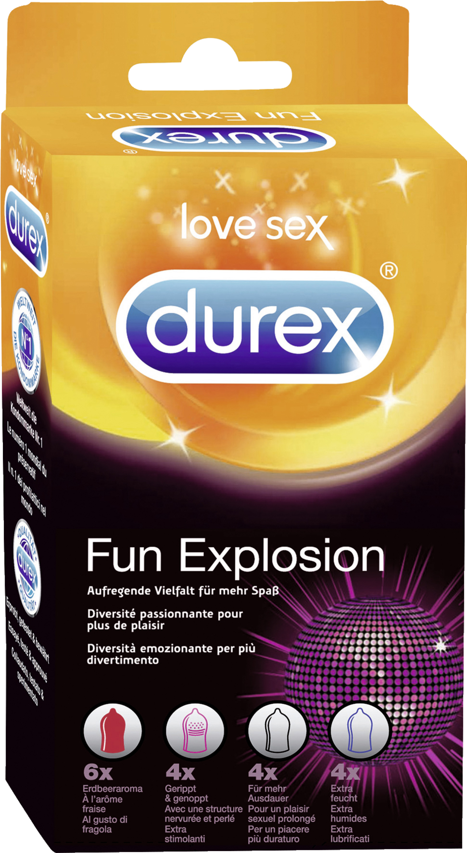 Durex Fun Explosion Condoms Packaging PNG image