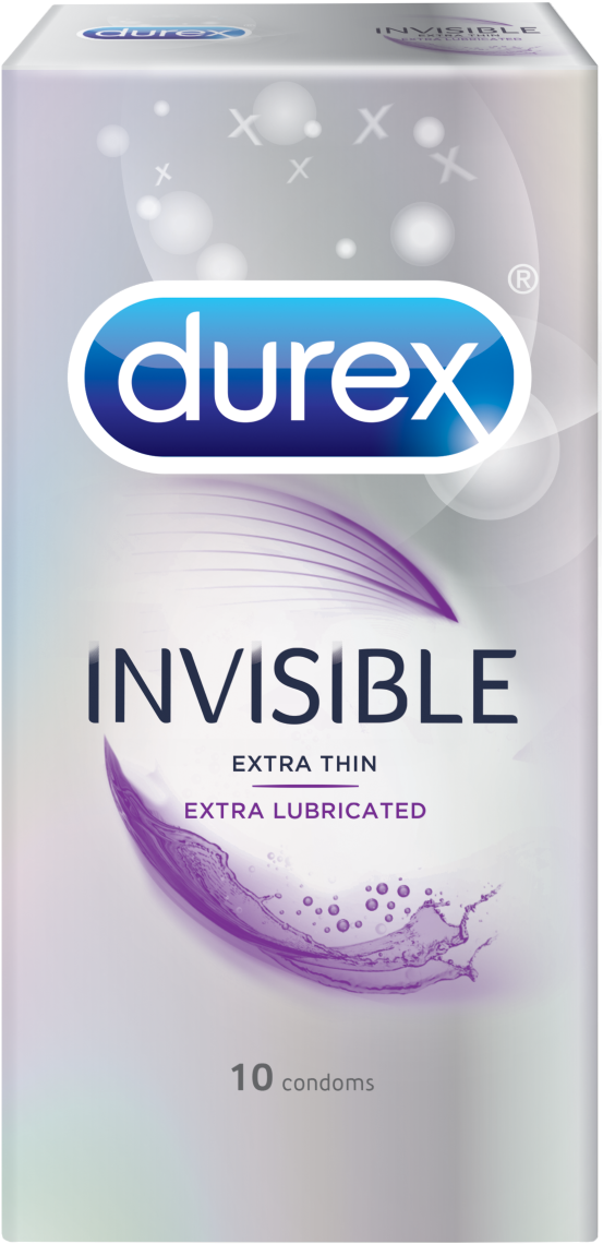 Durex Invisible Extra Thin Extra Lubricated Condoms Pack PNG image