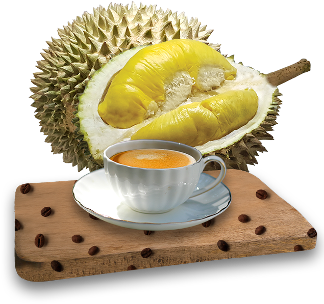 Durian Fruitand Coffee Cup PNG image