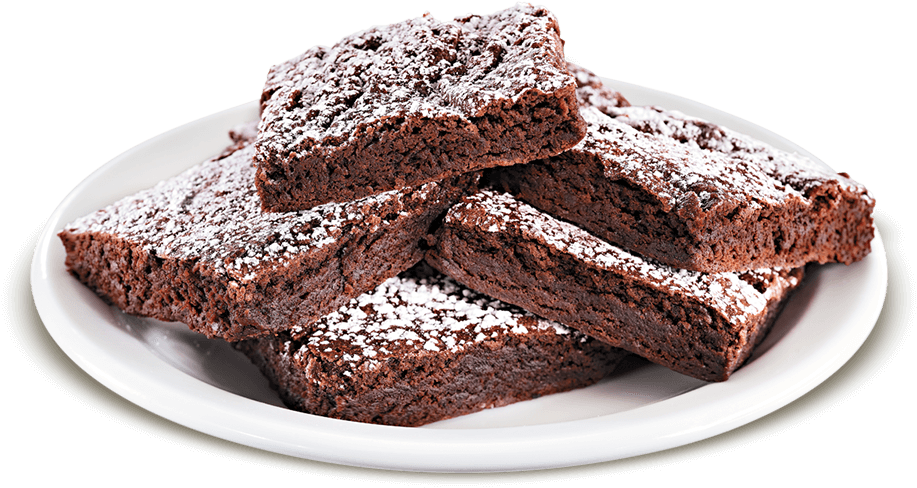 Dusted Chocolate Brownieson Plate PNG image