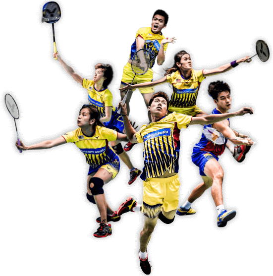 Dynamic Badminton Action Collage PNG image