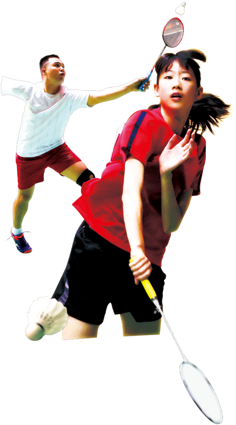 Dynamic Badminton Doubles Action PNG image