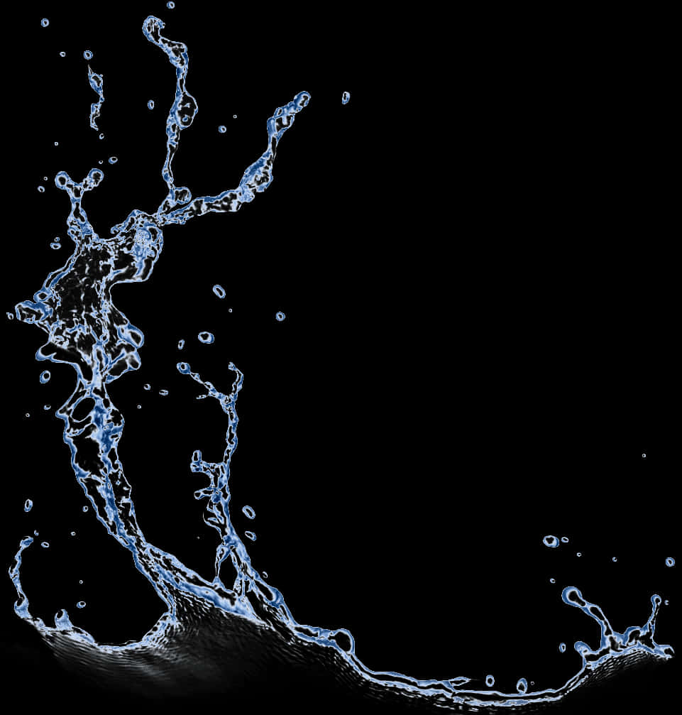 Dynamic Blue Water Splashon Black Background PNG image