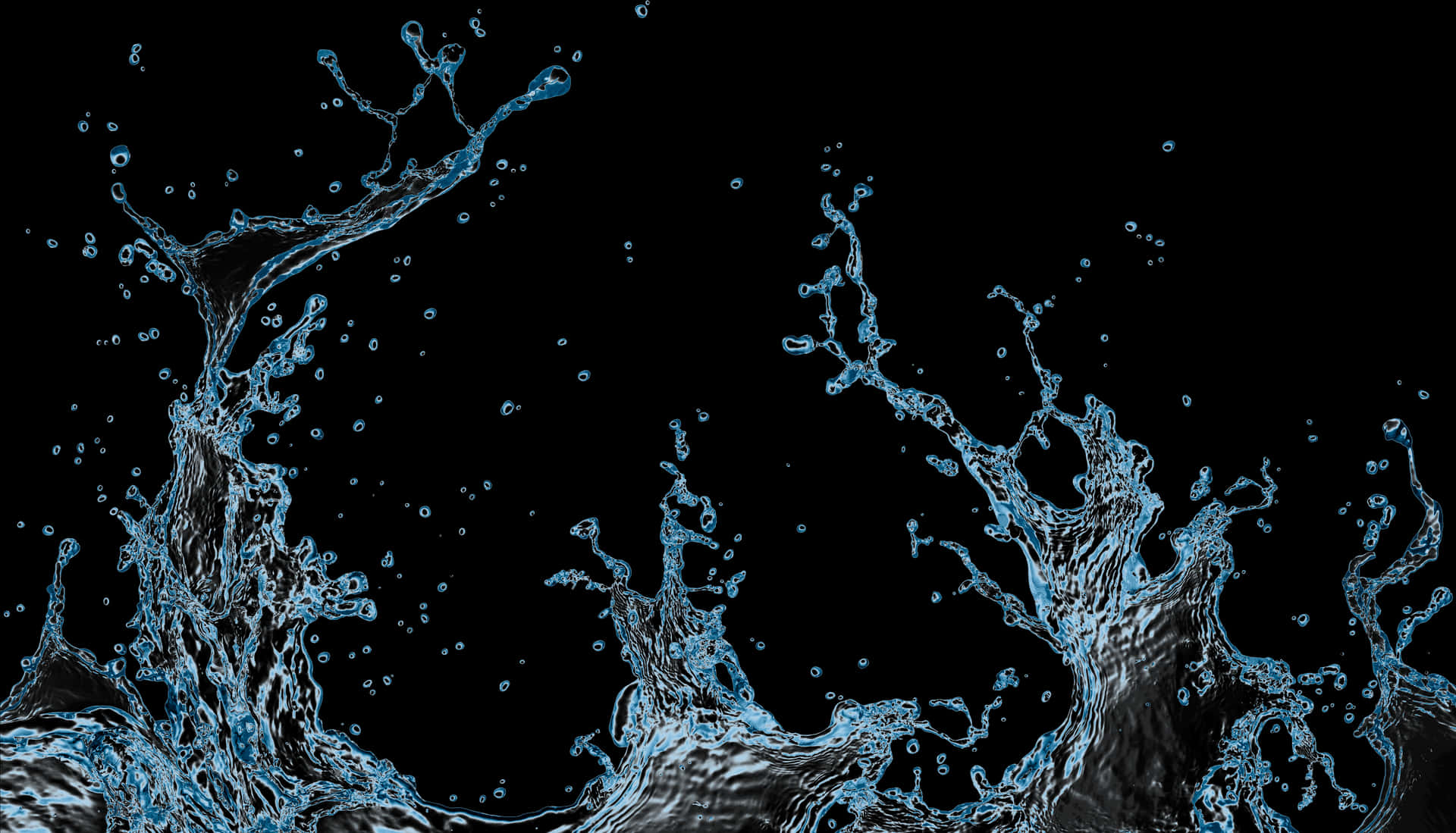 Dynamic Blue Water Splashon Black Background PNG image