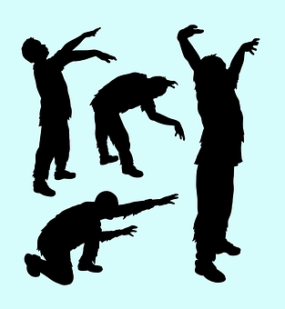 Dynamic Dance Moves Silhouettes PNG image