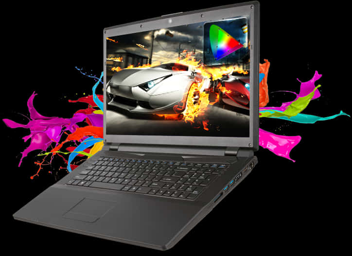Dynamic Laptop Display Explosion PNG image