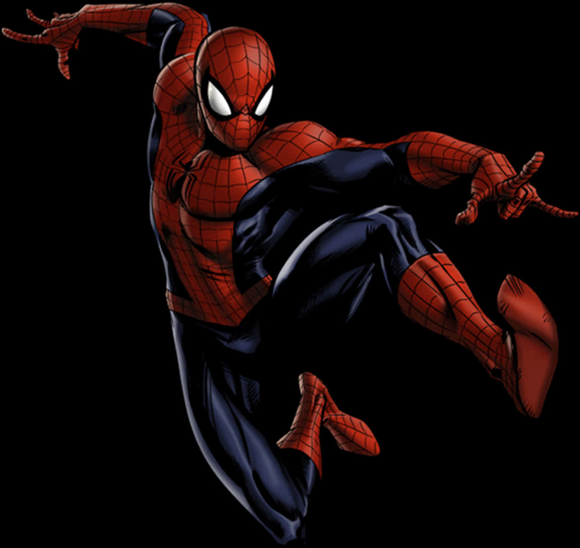 Dynamic Spiderman Action Pose PNG image