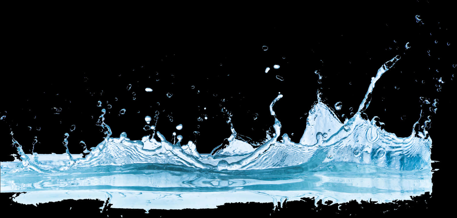 Dynamic Water Splash Black Background PNG image