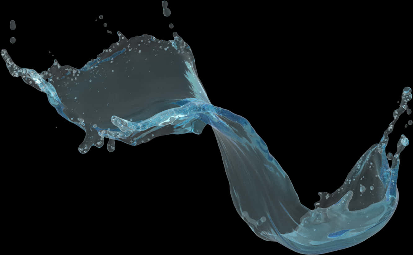 Dynamic Water Splash Isolatedon Black Background PNG image