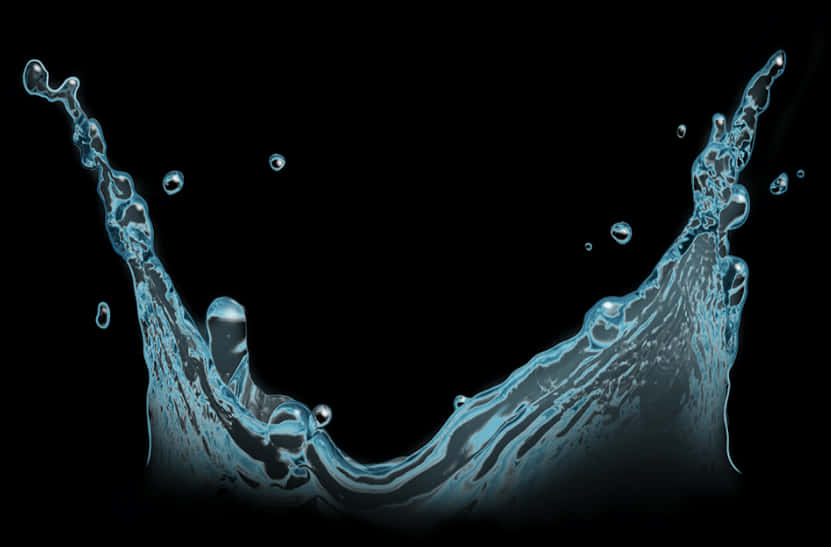 Dynamic Water Splashon Black Background PNG image