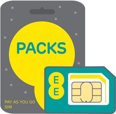E E Pay As You Go S I M Card Pack PNG image