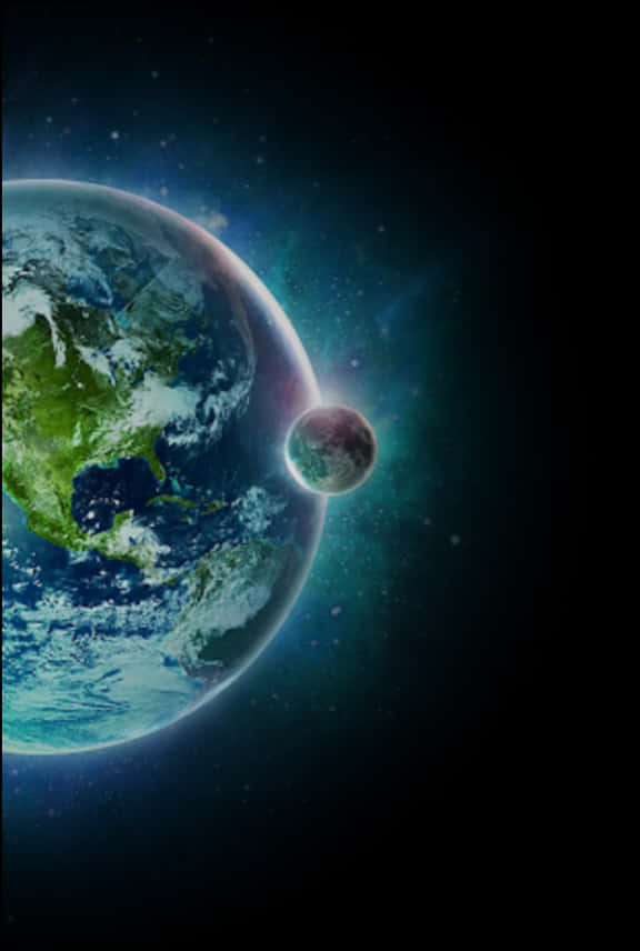 Earth_and_ Moon_ Artistic_ Rendering PNG image