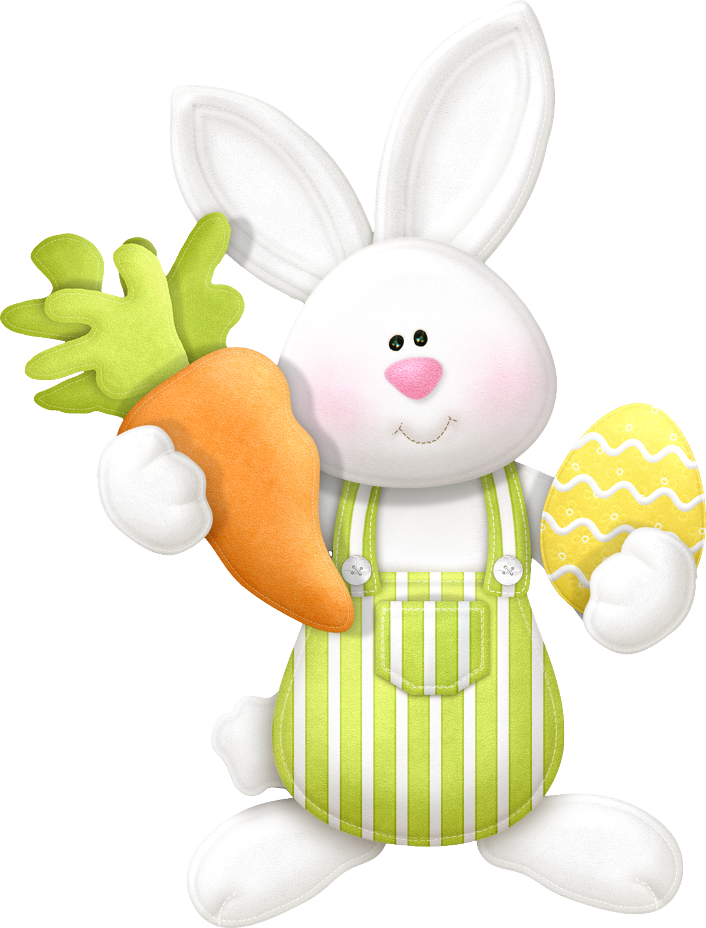Easter Bunny Cartoon Holding Carrotand Egg PNG image