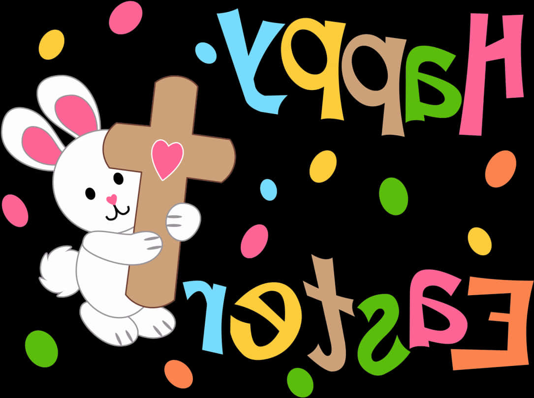 Easter Bunny Cross Celebration PNG image