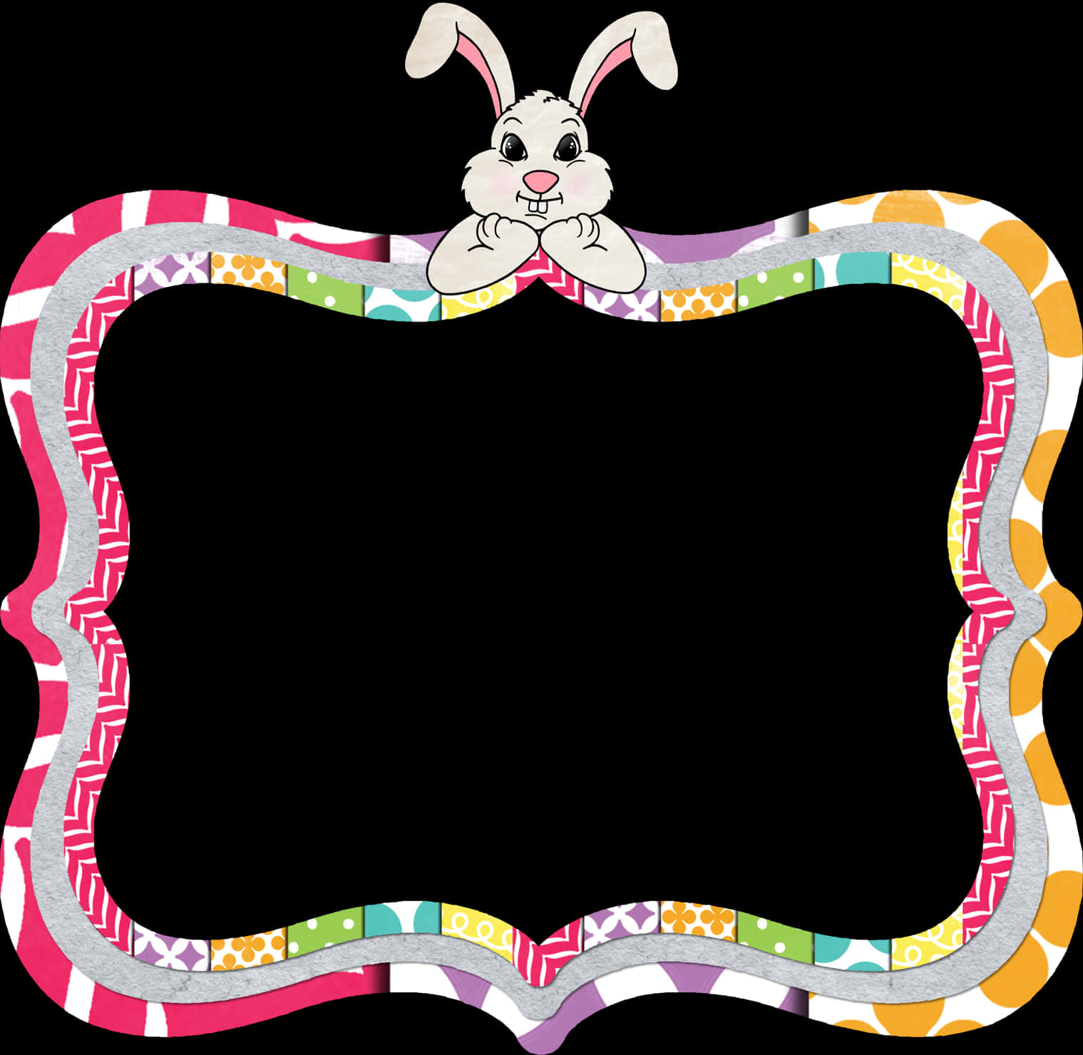 Easter Bunny Decorative Border Frame PNG image