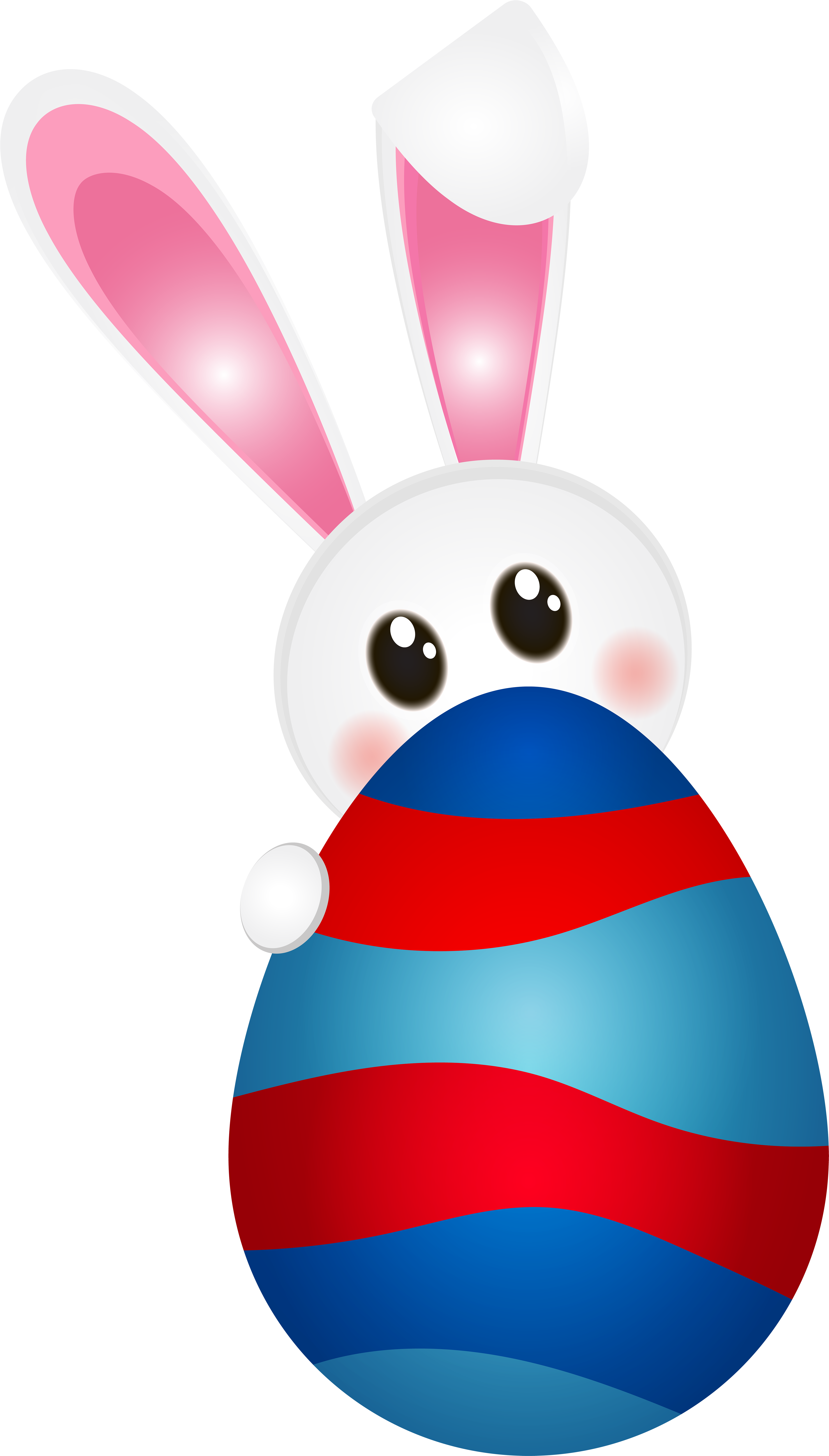 Easter Bunny Hiding Behind Egg PNG image