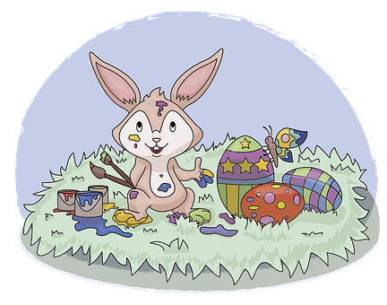 Easter Bunny Painting Eggs PNG image