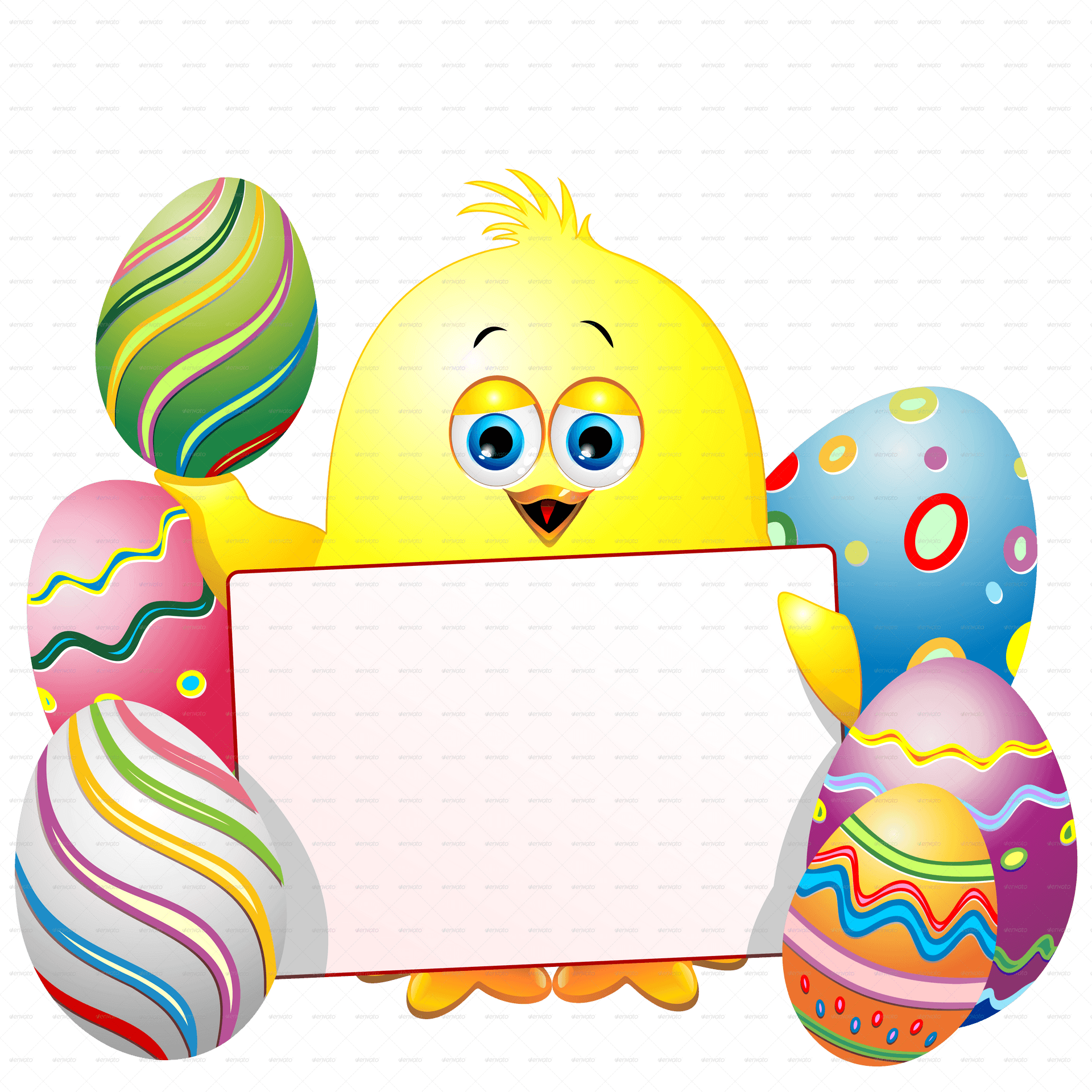 Easter Chick With Colorful Eggs PNG image