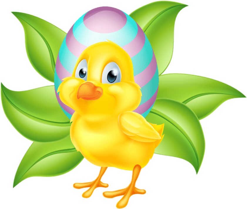 Easter Chick With Decorated Egg PNG image